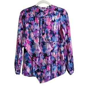 NY Collection Colorful Long‎ Sleeved Blouse XS